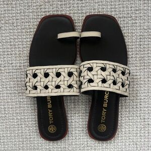Tory Burch Ivory Cane Sandal (8.5)